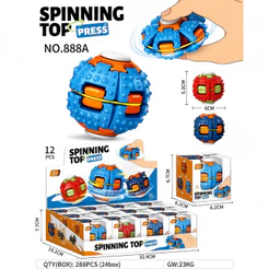 Bola Antiestresse Giratória com Luz LED Fidget Toy Sensorial Portátil para Relaxar Cores Variadas