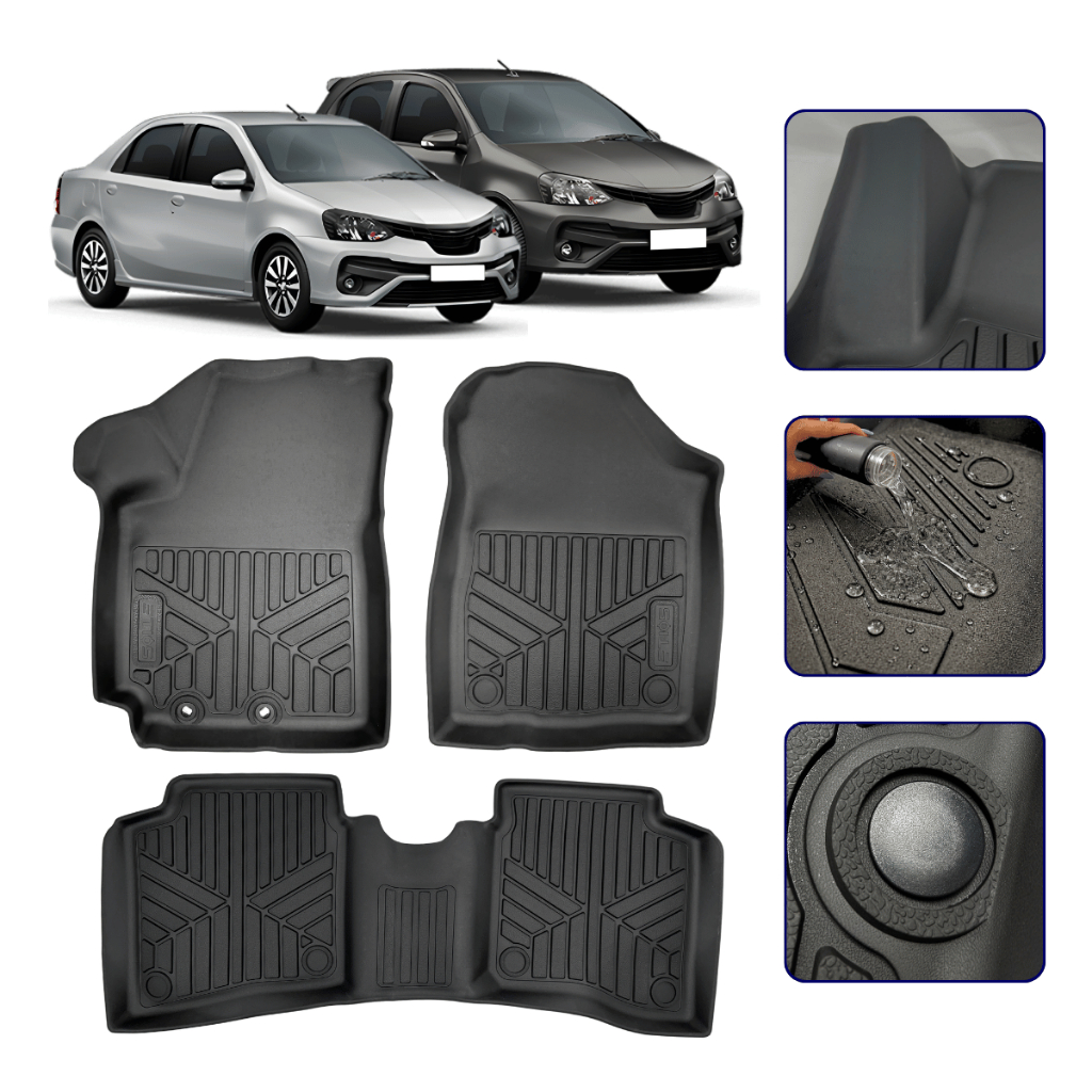 Tapete Bandeja 3D para Etios Sedan e Hatch Todos os Anos com Borda Elevada Concha - Linha Premium