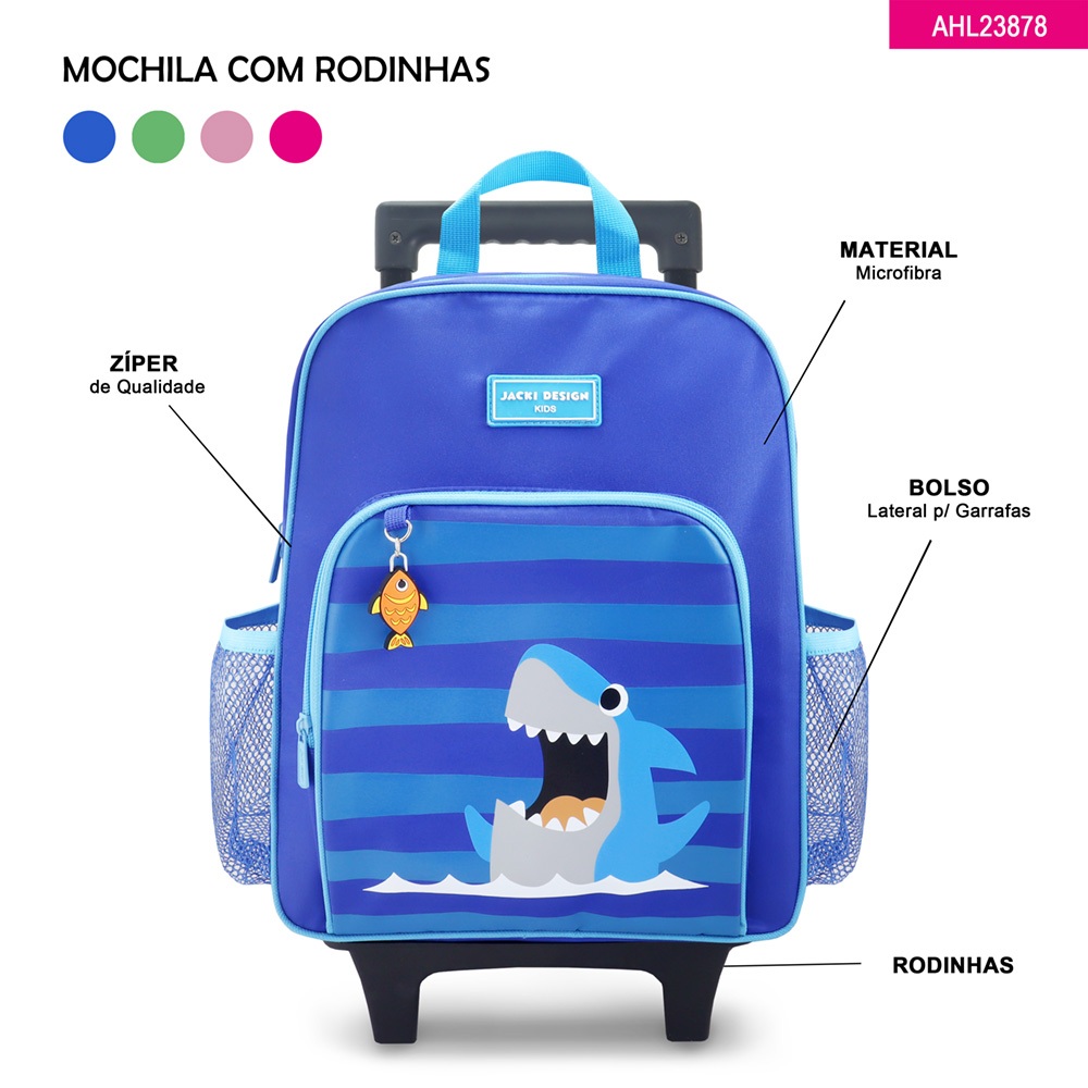 Mochila Infantil Com Rodinhas Escolar e Passeio Jacki Design Pimpolhos Microfibra · foto 2