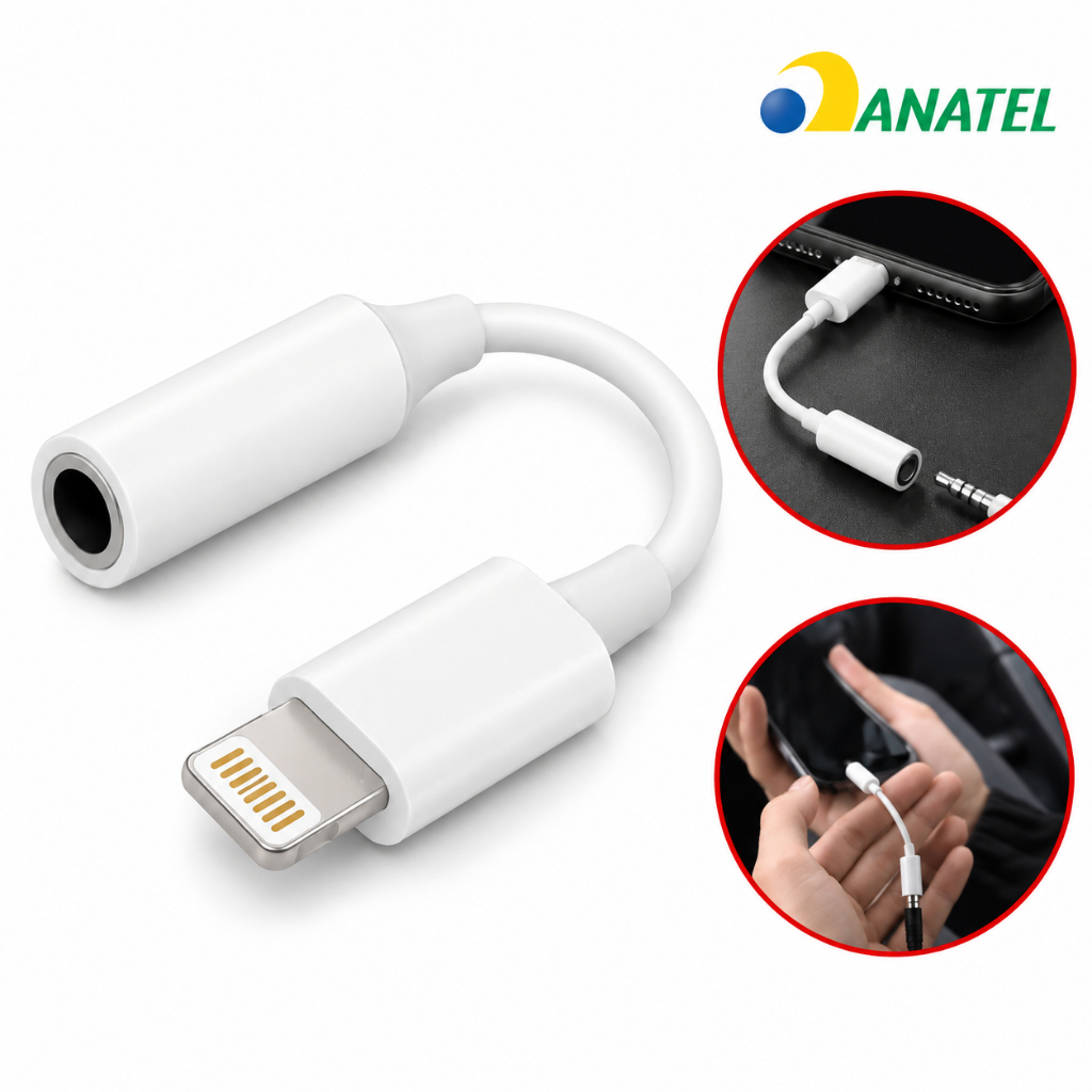 Adaptador Para Fone de Ouvido iPhone P2 Auxiliar Lightning IOS 3,5mm