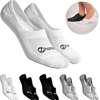 Kit 6 Pares Meias Zhamaro Algodão Sapatilha Feminina Masculina 100% Invisível com Silicone