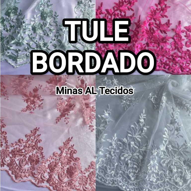 2 METROS TECIDO TULE BORDADO (2M X 1,30M)