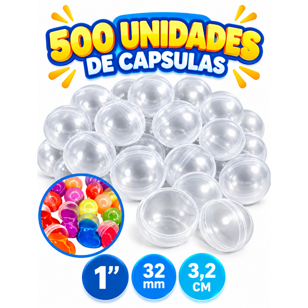 500 Capsulas 1 Polegada Vazias P/ Brindes Kit Festa Lembrancinha Personalizar Aiversario Prenda