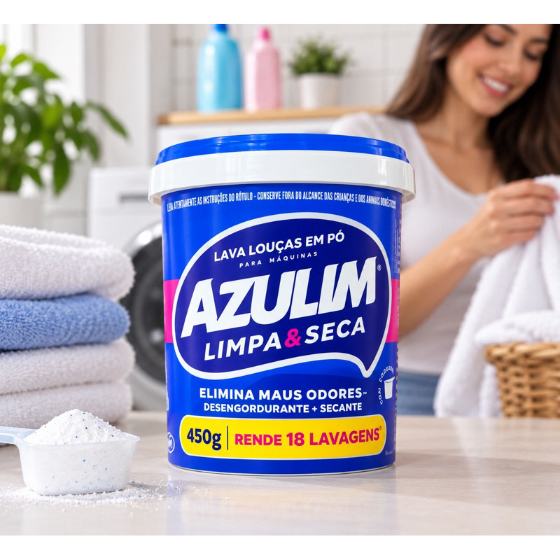 🍽️ Azulim Lava-Louças em Pó 450g – Limpa & Seca