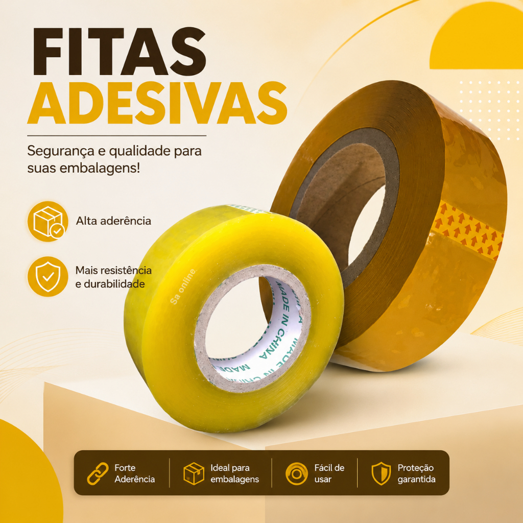 Fitas Marrom ou Transparente 1-2-3-4-5 UNIDADES Durex Adesiva 500m Larga Resistente Papelaria Caixas