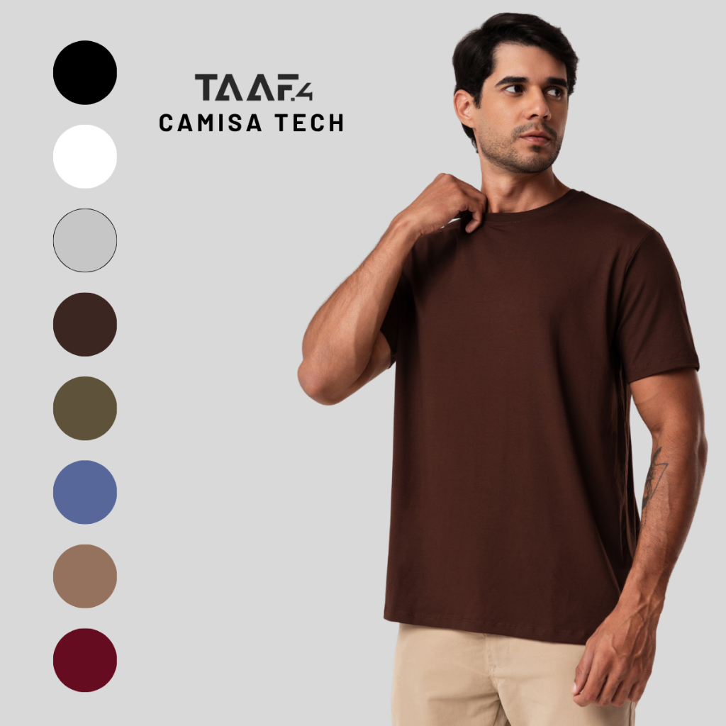 Camiseta Masculina Tech Anti Odor Não Esquenta Gola Careca Camisa Não Amassa Treino Casual Dia a Dia Modal Academia