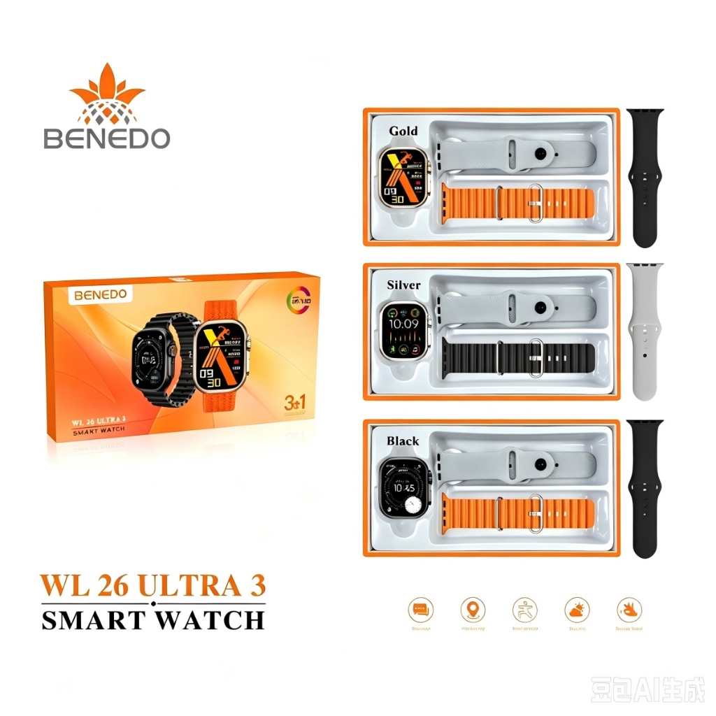 Smartwatch relógio WL26 ULTRA 3(49MM) 3 Pulseira Gps 2026 Serie 12 esportes bluetooth inteligent