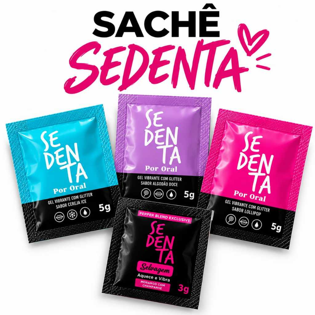Kit Sachês Sedenta Gel Vibrante 4 Unidades | Oral com Glitter + Selvagem 3g