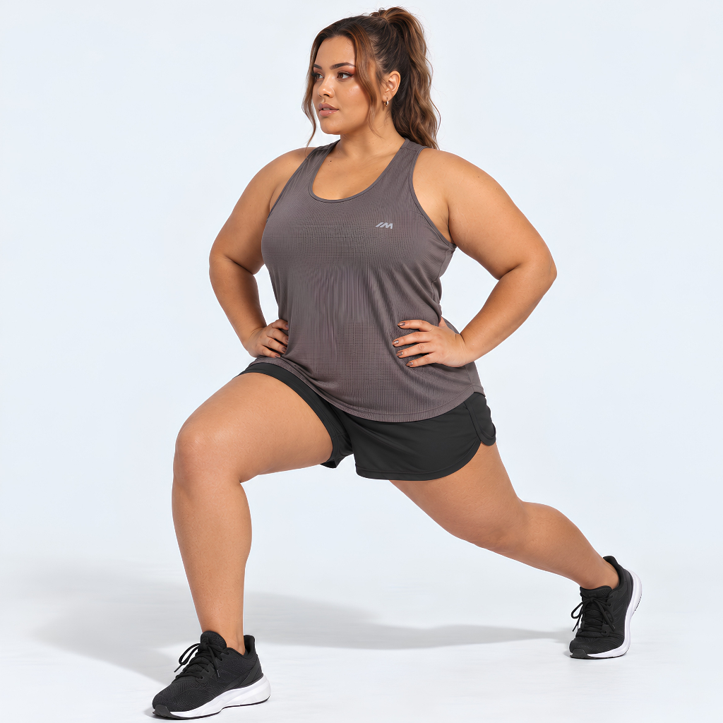 Regata Academia Feminina Plus Size Dry Fit Fitness Nadador Caminhada Musculação Treino G1 ao G3 Leve