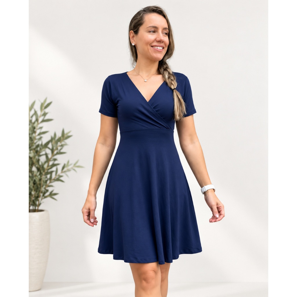 Vestido Evasê Premium Transpassado Soltinho Casual Saia Rodada Gode Amamentação Gestante Grávida Amamentar Pós Parto