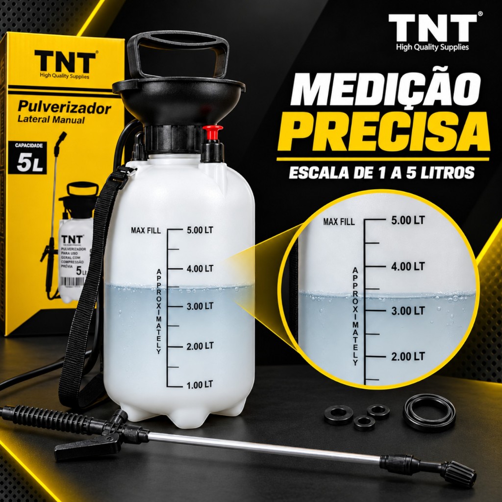 Pulverizador Bomba Lateral De Veneno 5 Litros Dedetização Borrifador 5l Compressão Previa · foto 2