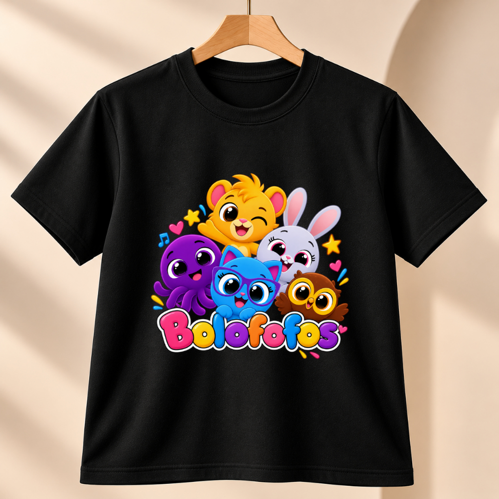 Camiseta Estampada Personagens Alegres Coloridos / Adulto e Infantil / 100% Algodão / Estampada em Dtf