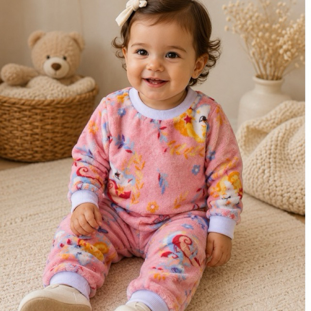 Conjunto Infantil Fleece Peluciado Inverno Menino e Menina | Blusão + Calça Quentinho |
