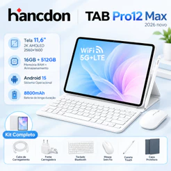 Hancdon Tablet Pro12 Max | 16GB+512GB | Android 15 | Tela FHD 11.6" | 8800mAh 4G/5G LTE