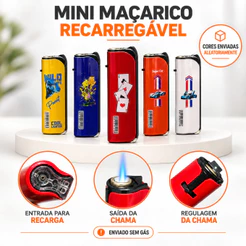 Mini Isqueir0 Maçaric0 Portátil Alta Qualidade Recarregável com Regulagem de Chama, Culinária, Camping, Artesanato. MP