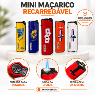 Mini Isqueir0 Maçaric0 Portátil Alta Qualidade Recarregável com Regulagem de Chama, Culinária, Camping, Artesanato. MP