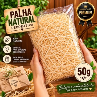 Palha Natural 50gr Para Cesta e Decoração Presente Café da manhã Pacote de Palha 50gr