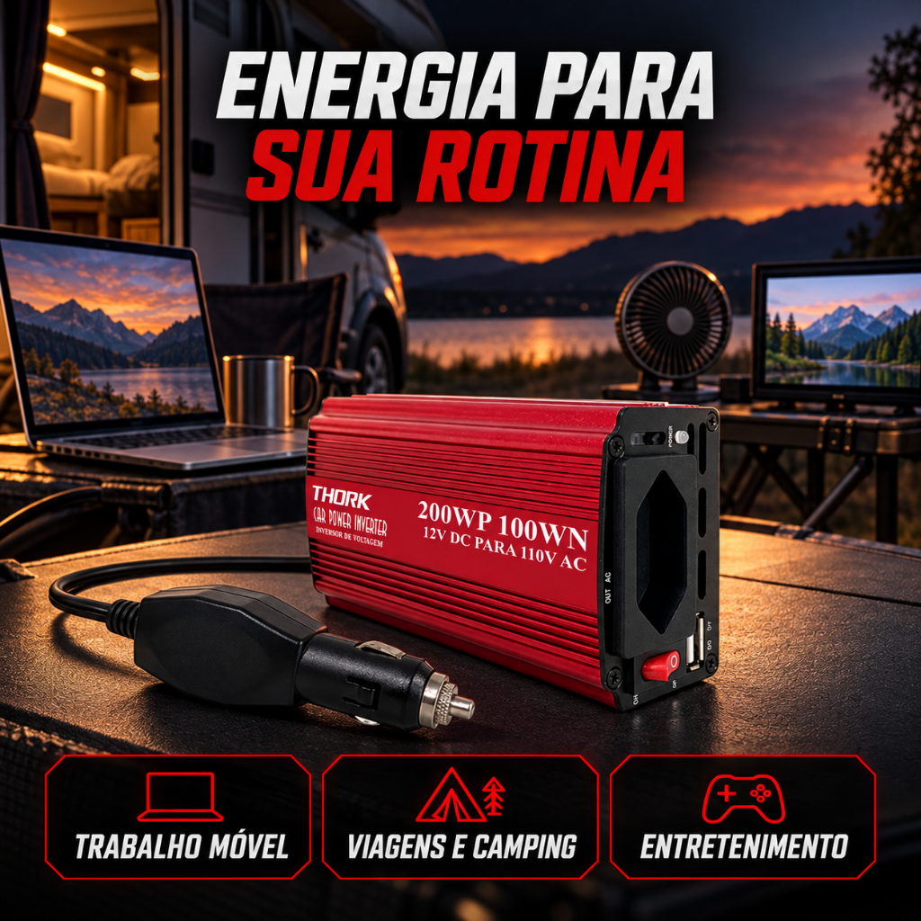 Inversor 12v Para 110v/220v Automotivo Conversor DC Starlink Notebook USB 200W/400W · foto 2