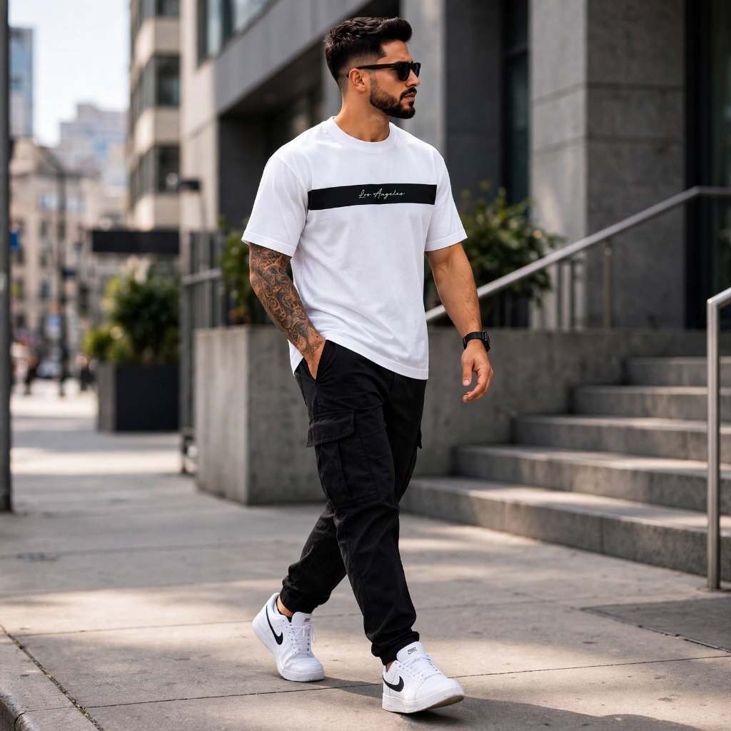 Camiseta  Basica Masculina Blusa 100% Algodão Los Angeles Confortavel Premium Respiravel Treino Academia Passeios