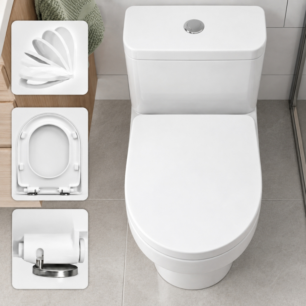 Assento Sanitário Tampa de Privada Carrara de Polipropileno Fechamento Suave Soft Close Limpa Fácil