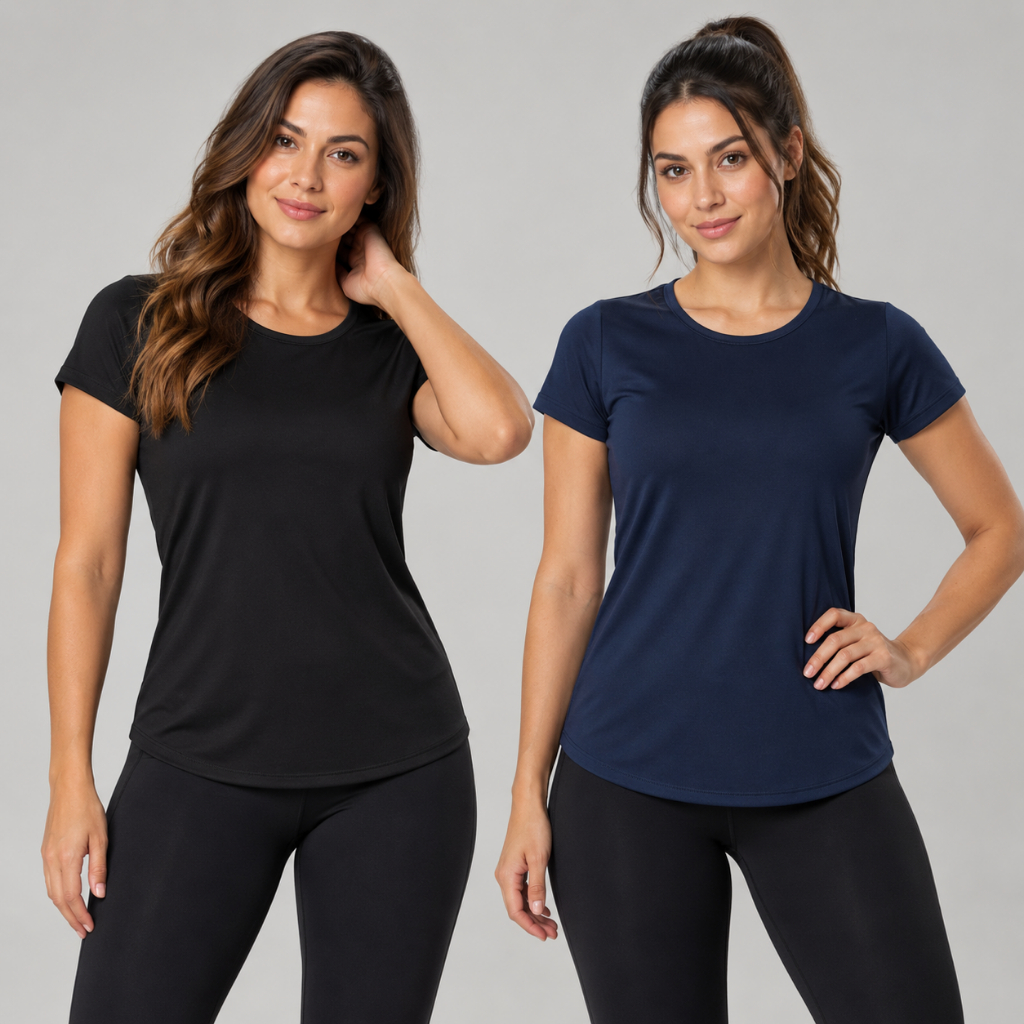 Kit 2 Camisetas Academia Feminina Dry Fit Camisa Blusa Musculação Treino Caminhada