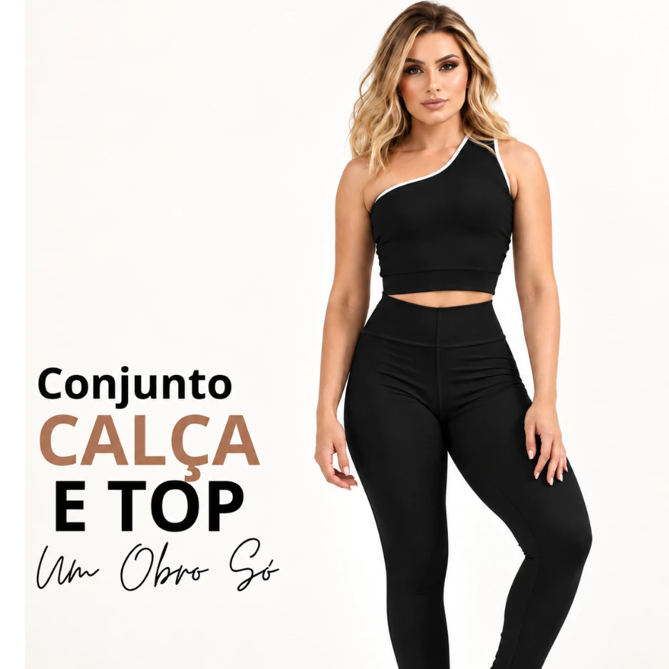 Conjunto Feminino Treino Calça e Top Ombro Só — imagem 1
