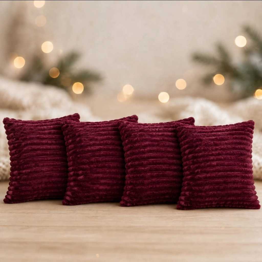 Capas de Almofadas Natalinas Kit 4 Peças Caneladas Luxo Manta Soft Sofá Sala Quarto Jacquard Bariloche