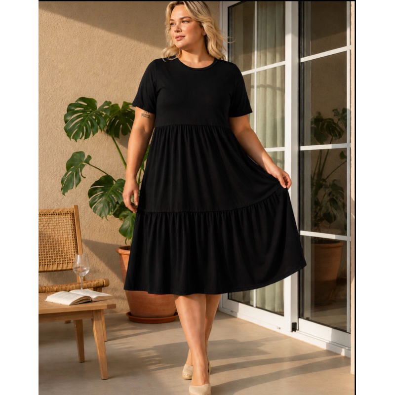 vestido 3 maria manga rodado suplex digital 44\ 46/48/50/52 G GG G1 G2