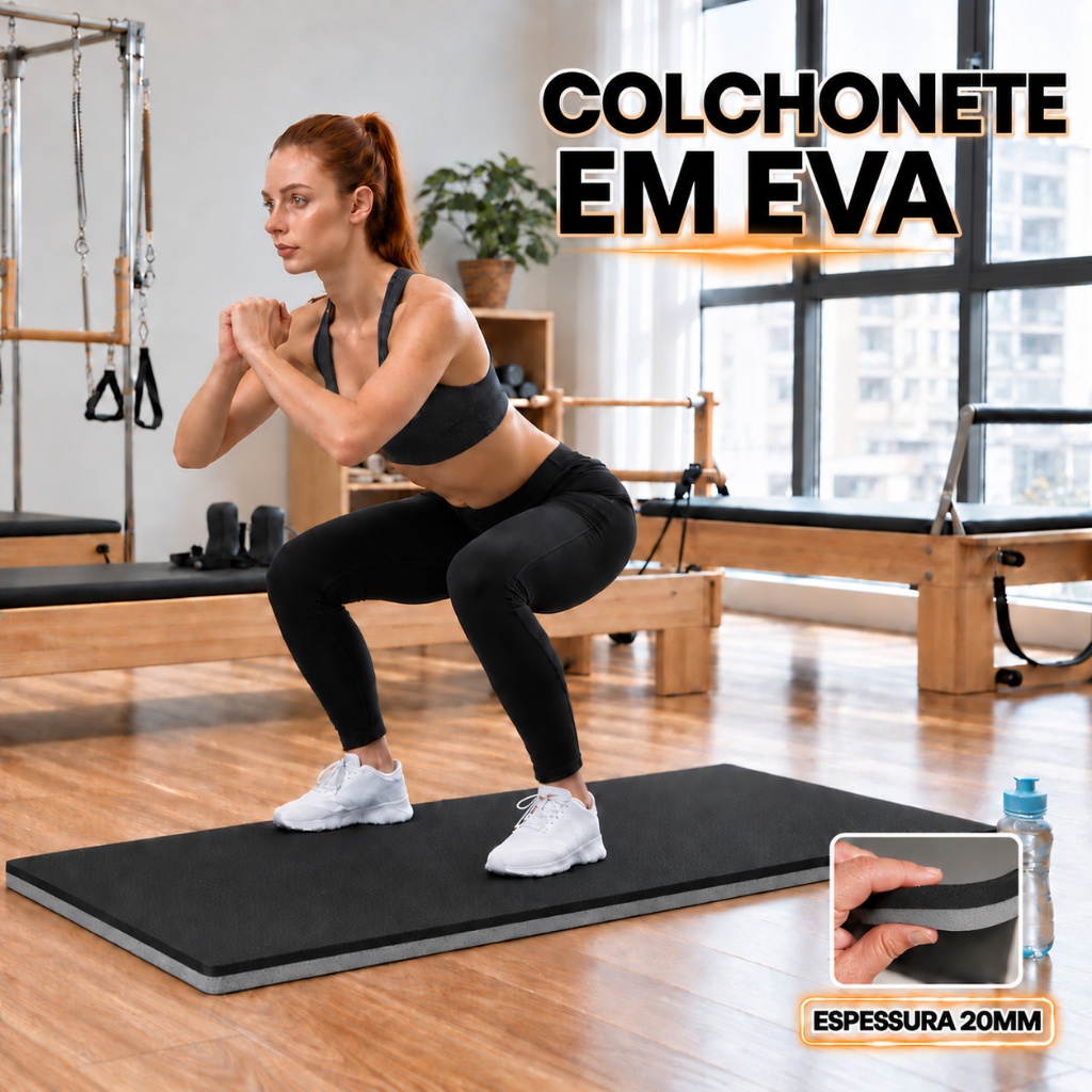 Colchonete EVA 100X50cm Grosso 20MM Academia Atividades Físicas Exercícios Anti Impacto Emborrachado
