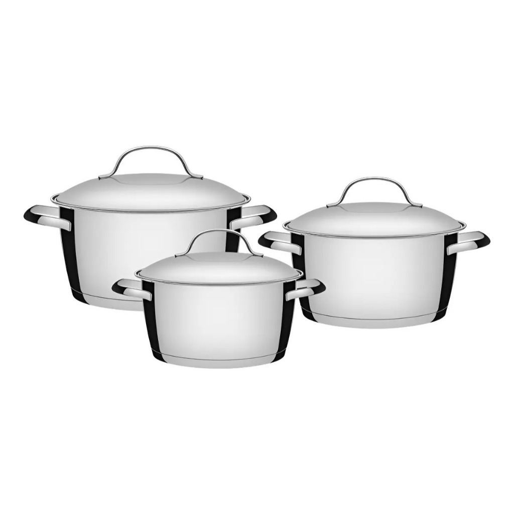 Jogo de Panelas Tramontina Allegra 3 Peças Inox Fundo Triplo
