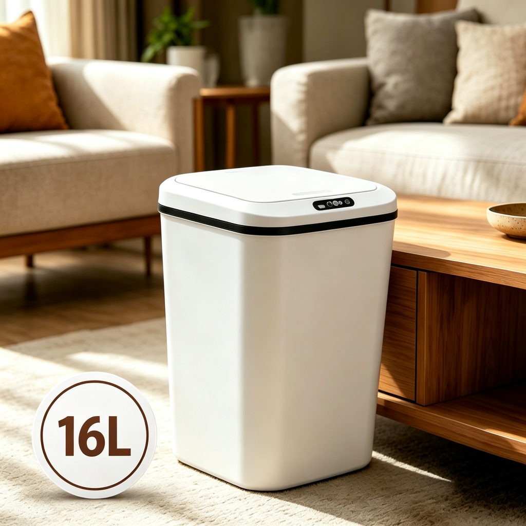 Lixeira Inteligente 16L com Sensor Automático, Tampa Automática, Recarregável via USB para Cozinha, Banheiro e Escritóri