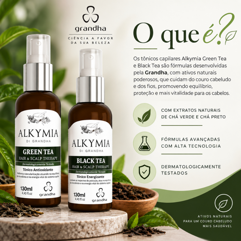 Kit Grandha Alkymia Green Tea + Black Tea Tônico Capilar Hair & Scalp Therapy 130ml — imagem 2 de 2