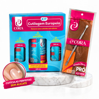 Kit Cutilagem Europeia Cora Completo Manicure Profissional 4 peças