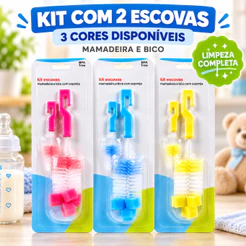 Escova Limpeza Multiuso Com Esponja Garrafas Termica Cabo Longo