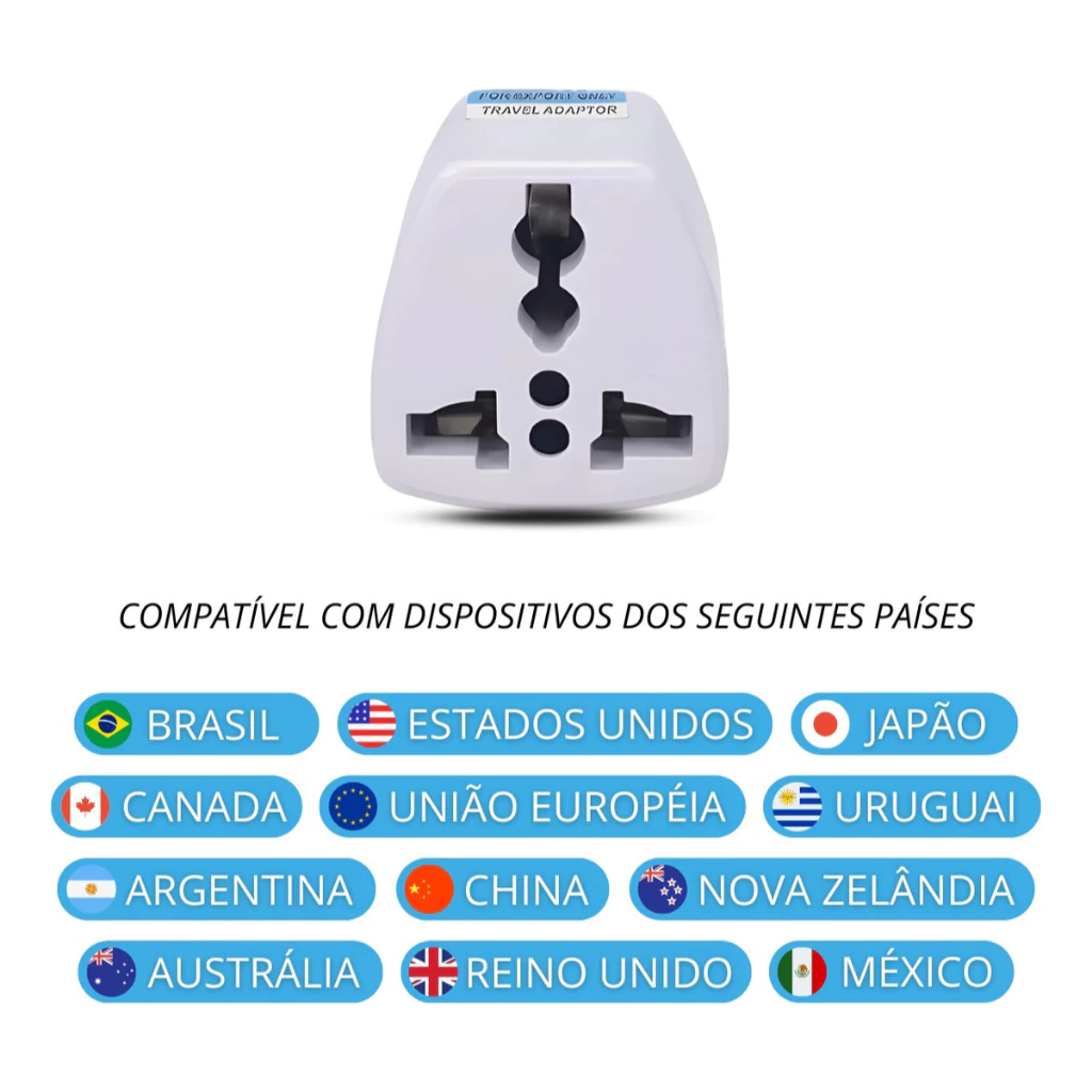 Imagem Adaptador de Tomada Universal Para Diversos Plugues Viagem Casa Escritório