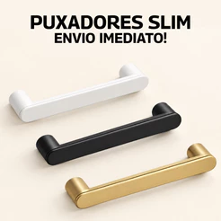 Puxador para móveis, gavetas e armários, kit 2 a 10 unidades, 96/128/160mm, barra moderna para guarda-roupas.
