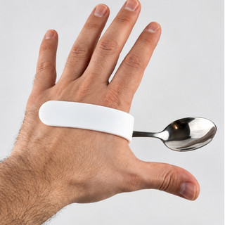 Adaptador de Talheres e Canetas Branco Suporte para Garfo e Colher Idosos Parkinson
