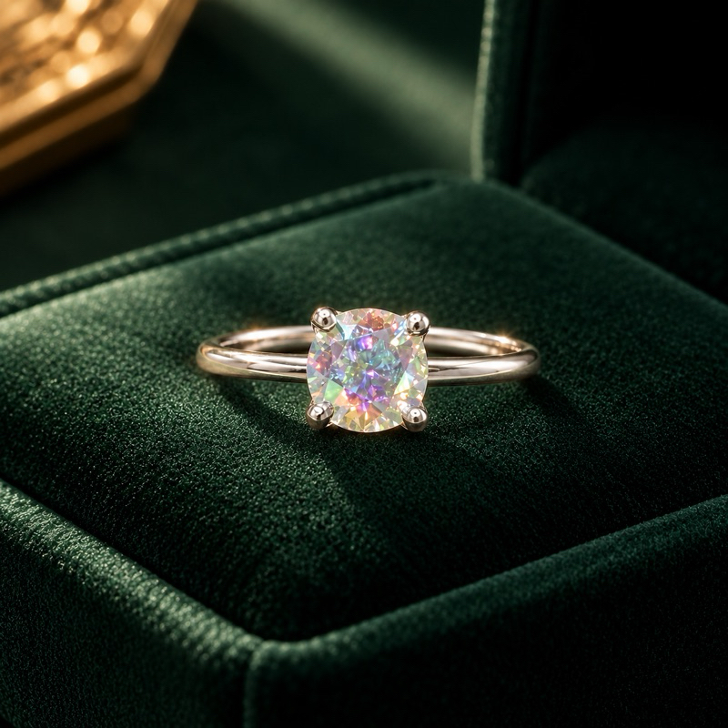 Anel Feminino Solitário Pedra Fireworks 6mm em Prata 925 Elegante