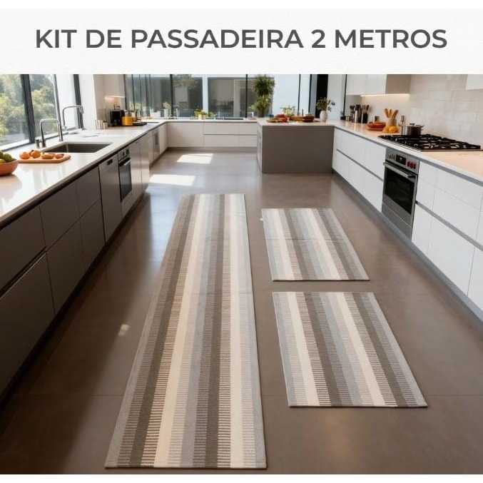 Passadeira de cozinha 2,00 M x 0,48 Larg (3 Pças)tear/ algodão/artesanal/rústico.