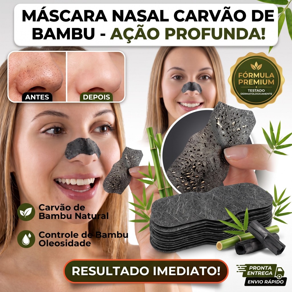 Kit Máscara Facial Adesivo Removedor de Cravos Nariz Tira Cravo Carvão de Bambu Limpeza P…