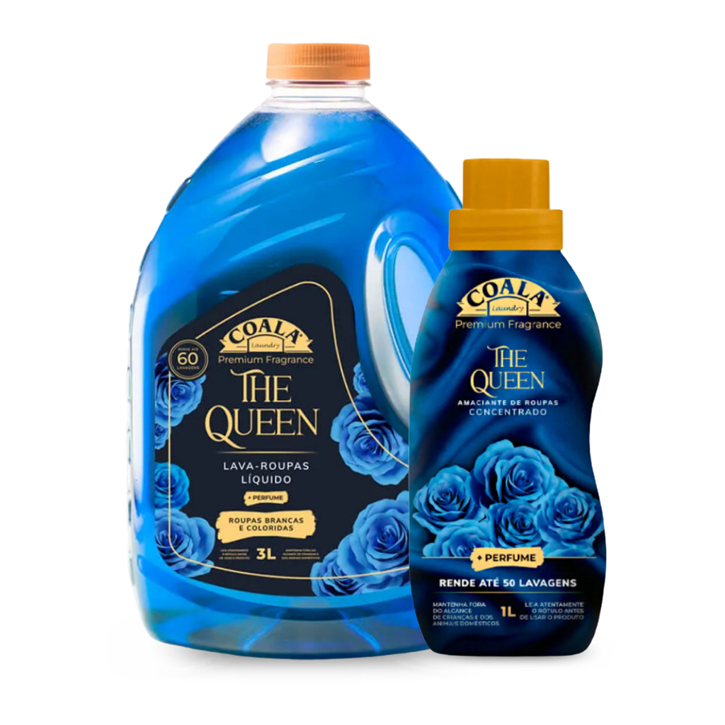 Kit 02 unidades Coala The Queen 01 Sabão Líquido 3L + 01 Amaciante 1L