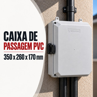 Caixa de Passagem PVC 350X260X170mm Sobrepor Plástica Multiuso Externa Organizadora Proteção Câmera