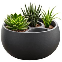 Vaso Raiz Autoirrigável 15cm para Plantas Flores Cores Variadas Preto Liso