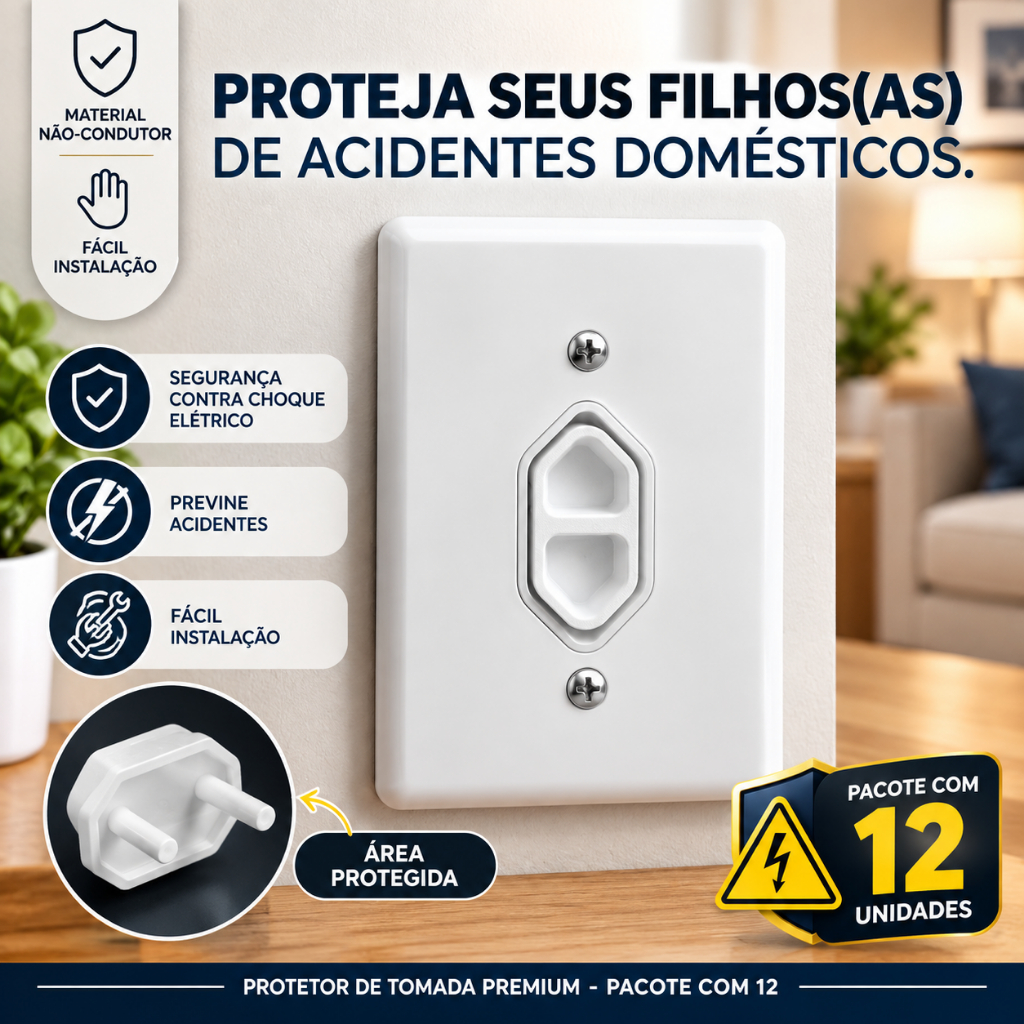 Kit 6/12/24/36 Protetor Tomada Criança e Bebê Segurança Contra Choque Elétrico Protecao Infantil Pino Envio Imediato