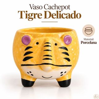 Cachepot Vaso De Tigre De Porcelana Decorativo Vaso Tigre Fofo Para Objetos e Suculentas