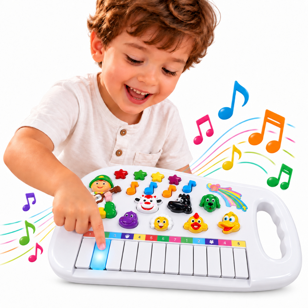 Teclado Piano Musical Brinquedo Infatil C/ Som Fazendinha Animais Criança Diversão
