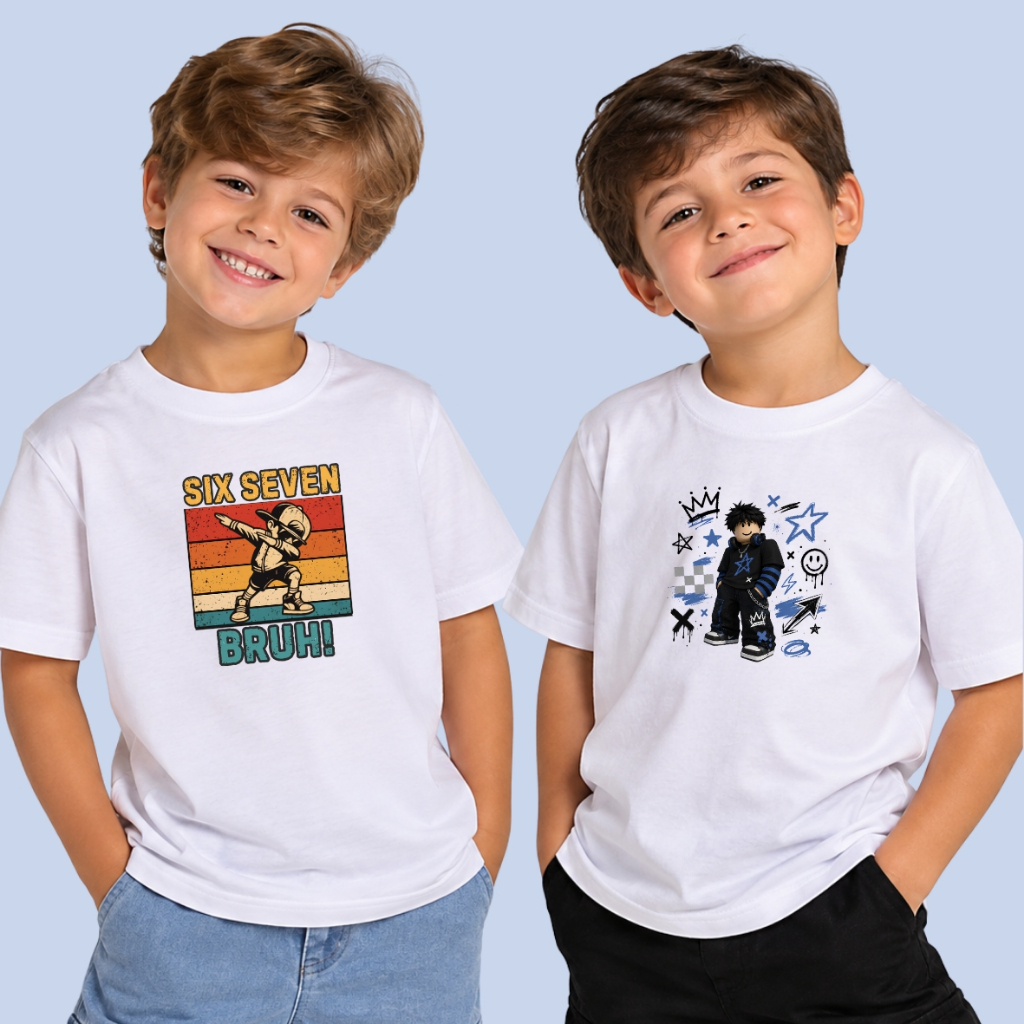 Kit 2 Camiseta Infantil Masculina Moda Infantil Para Meninos 100% Algodão Para Crianças Jovem