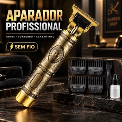 Máquina de Cortar Cabelo Profissional Sem Fio Aparador Barba Acabamento Pezinho Barbeador Recarregável USB
