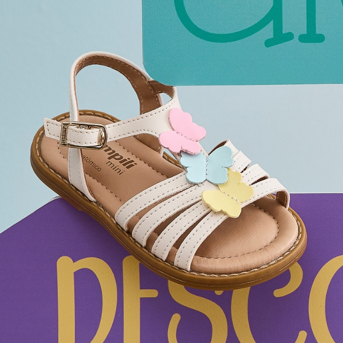 Sandália Infantil Barefoot Mini Maitê Borboleta Pampili