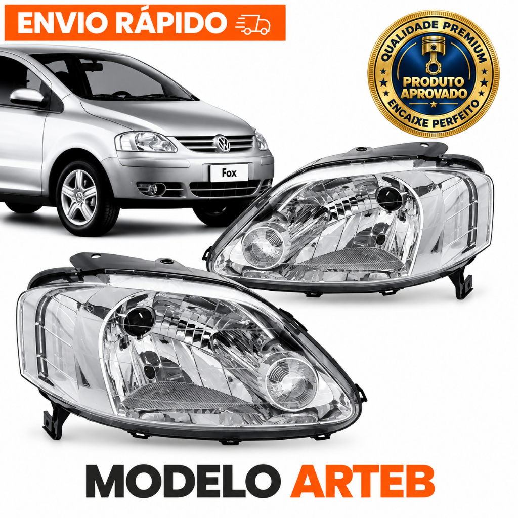 Par Farol Volkswagen Fox 2004 2005 2006 2007 Foco Simples Modelo Arteb